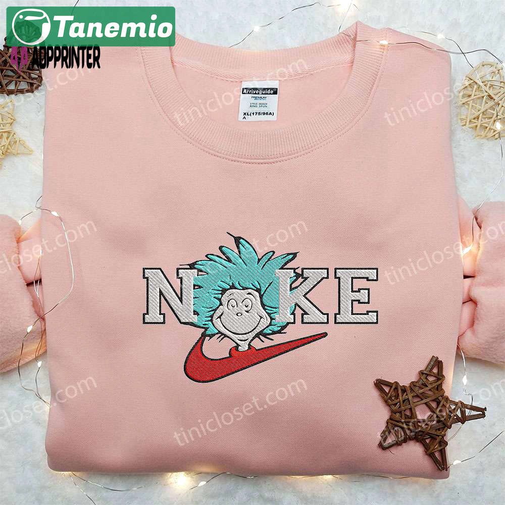 Thing one x nike embroidered hoodie & dr seuss shirt – nike inspired embroidery Embroidered Shirt