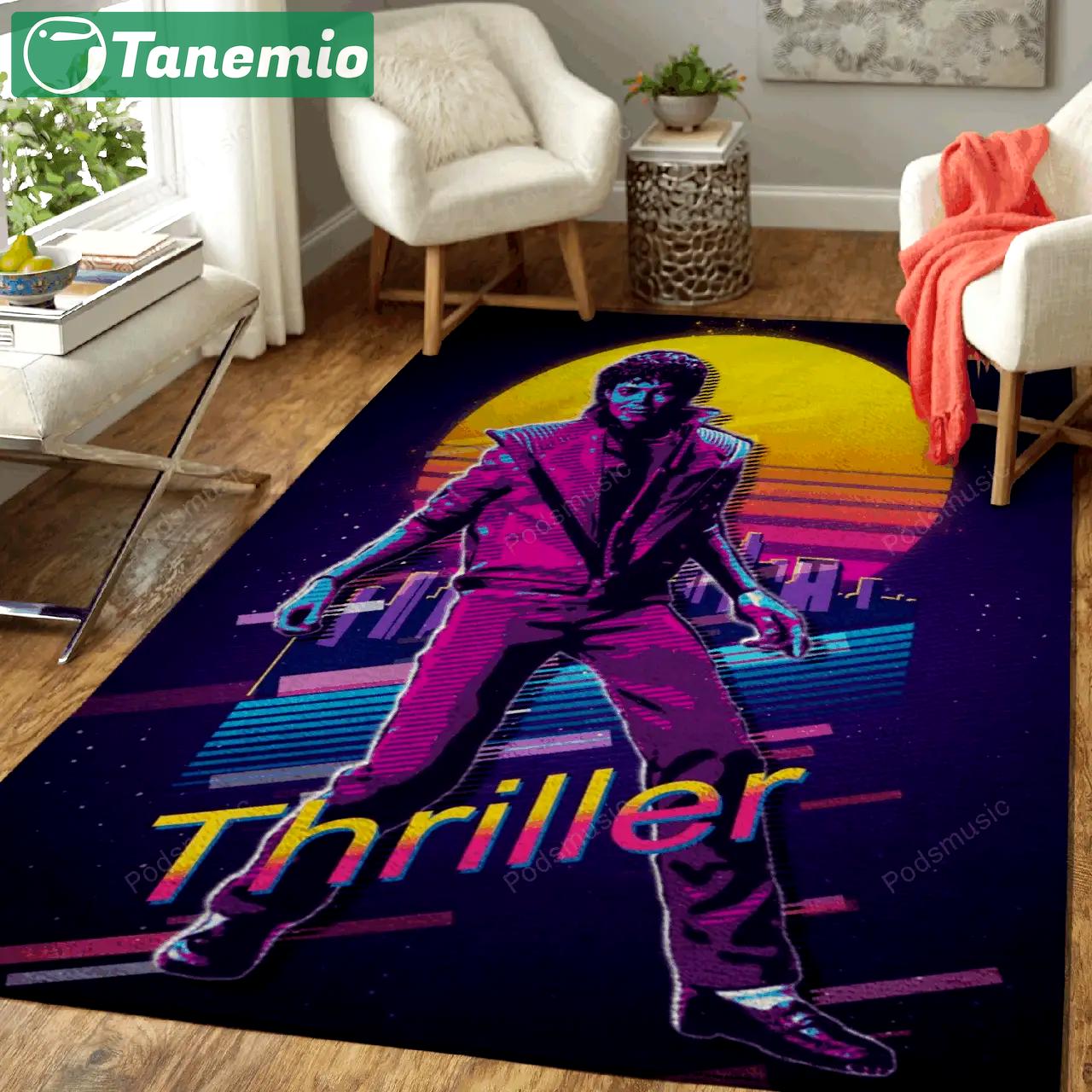 Thriller michael jackson artwork music synthwave 80s art for fans area rug living room carpet rug regtangle carpet floor decor home decor Rectangle Rug