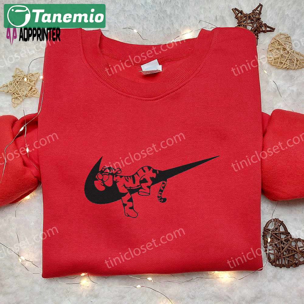 Tigger x nike swoosh anime hoodie winnie the pooh disney shirt nike inspired embroidered tee Embroidered Shirt