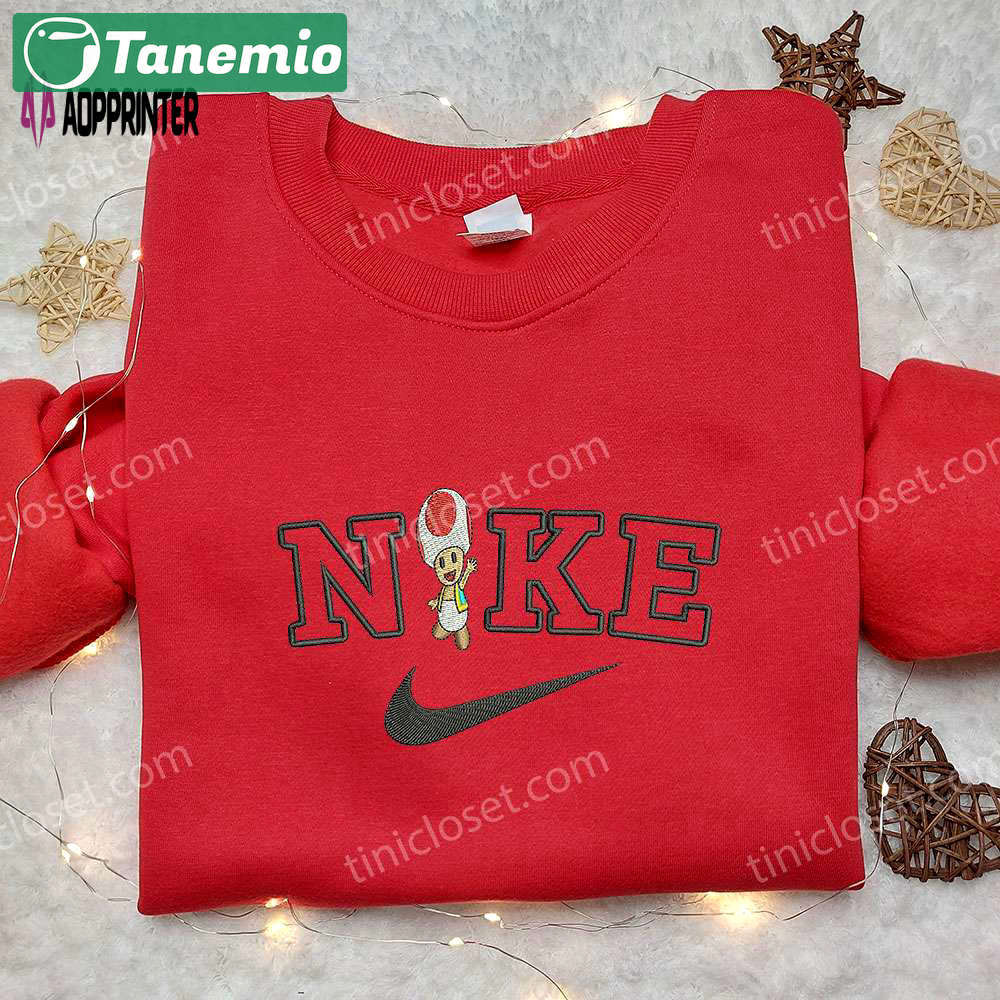 Toad x nike embroidered hoodie & super mario shirt: nike inspired apparel Embroidered Shirt