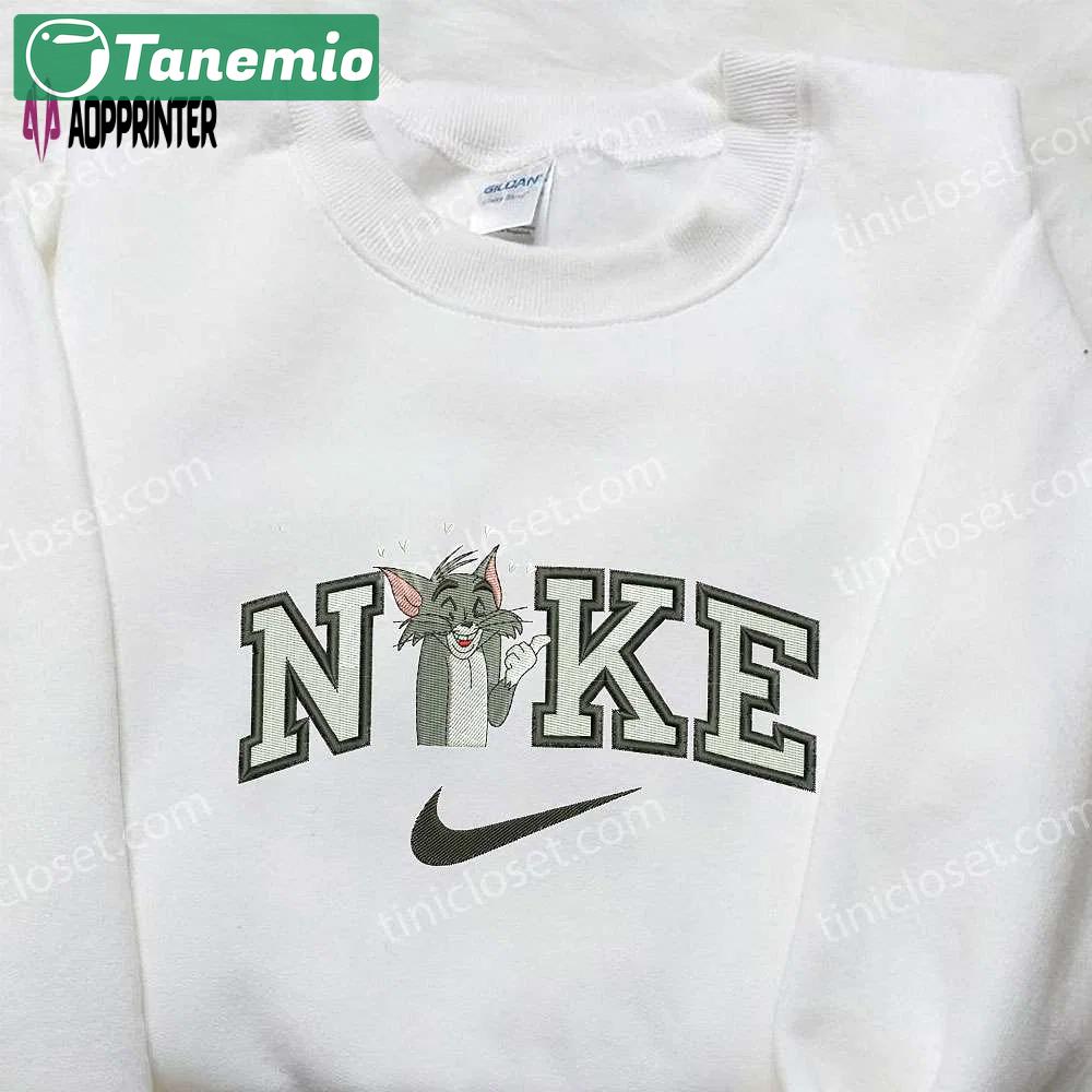 Tom heart x nike swoosh hoodie tom and jerry shirt: embroidered nike inspired tops Embroidered Shirt