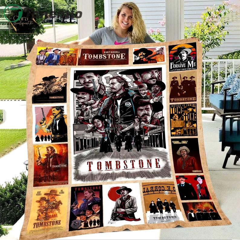 Tombstone movie fleece blanket, mink sherpa blanket, tombstone blanket, western movie quilt, western cowboy quilt Quilt Blanket
