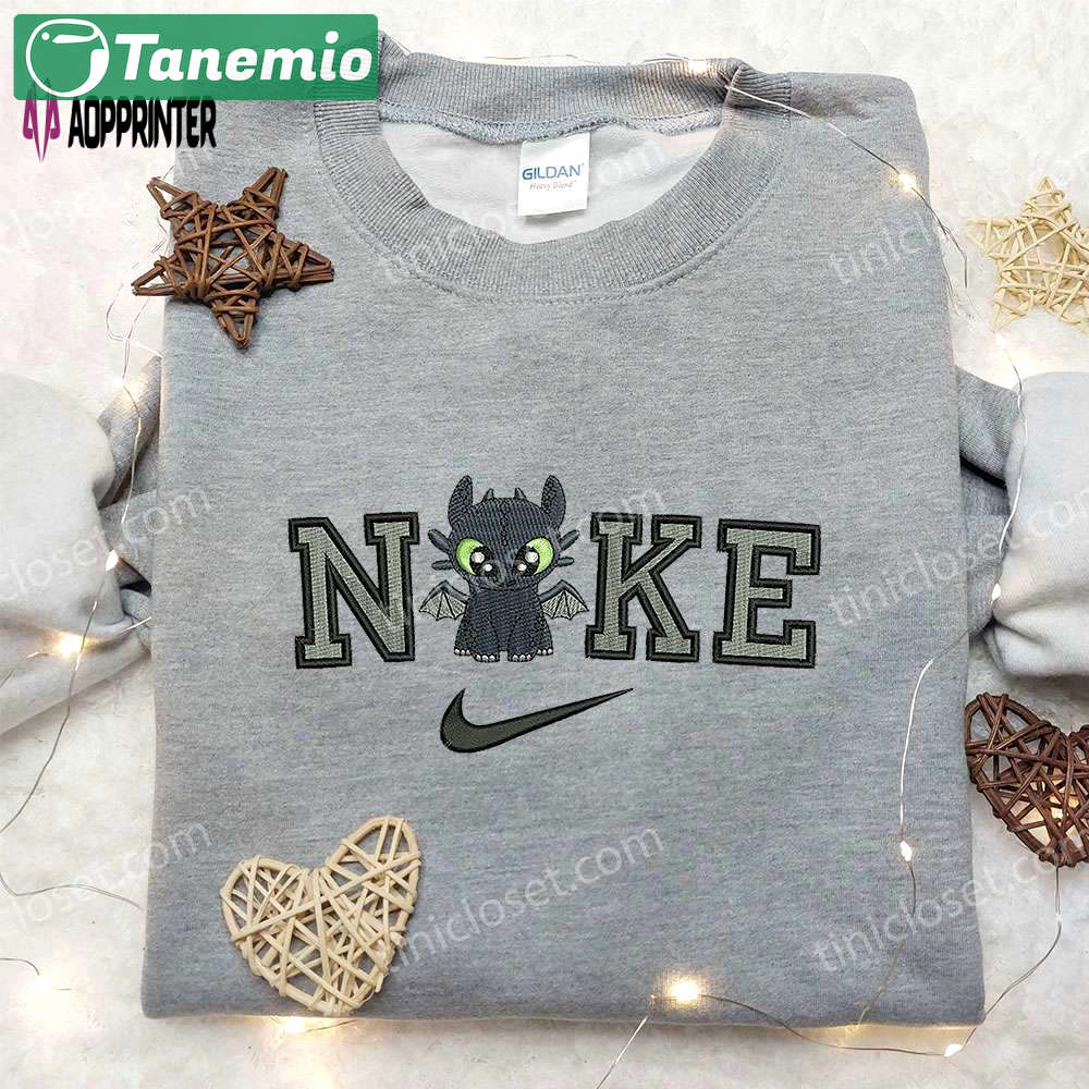 Toothless x nike embroidered shirt – how to train your dragon custom tee Embroidered Shirt