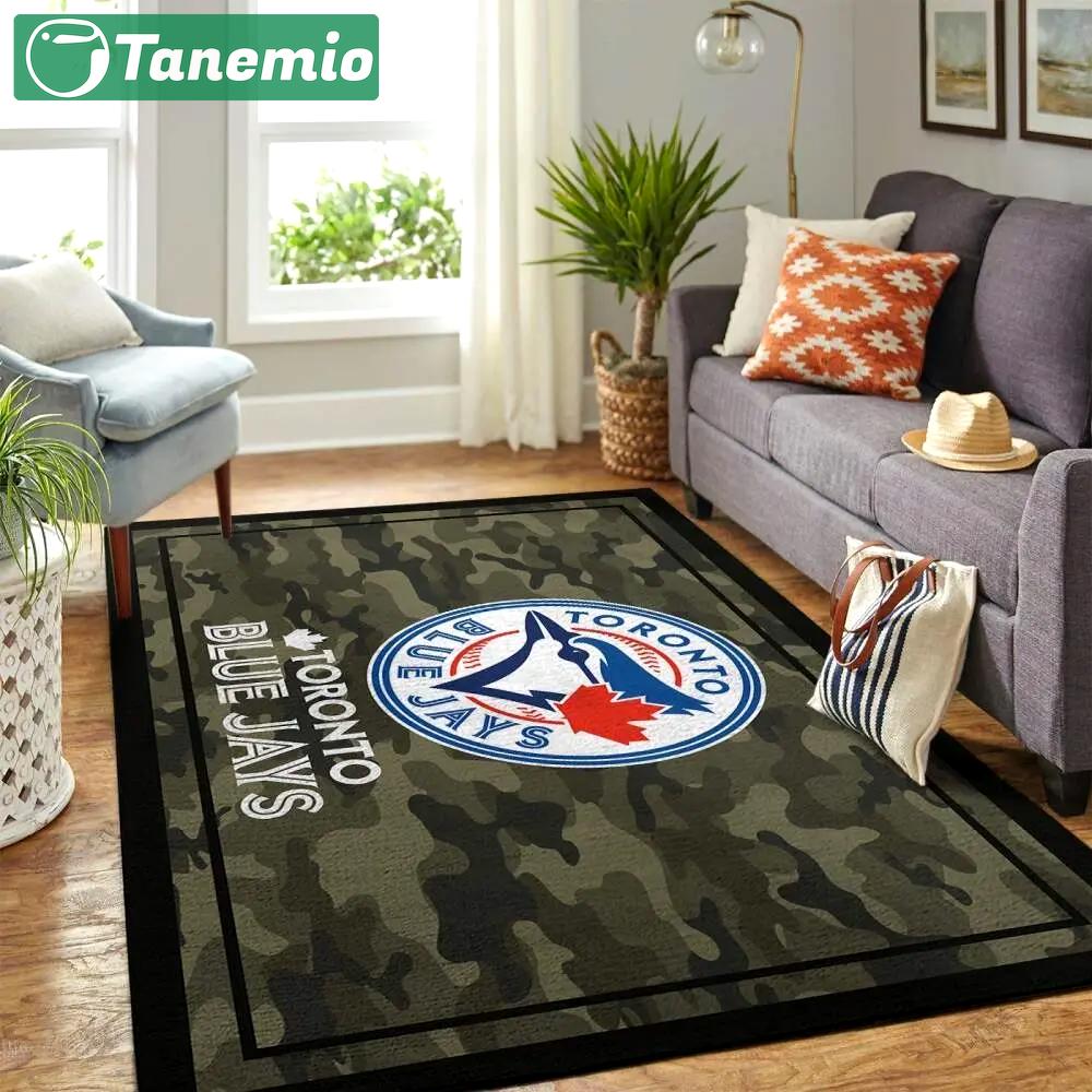 Toronto blue jays camo style area rug mlb baseball team logo carpet Rectangle Rug