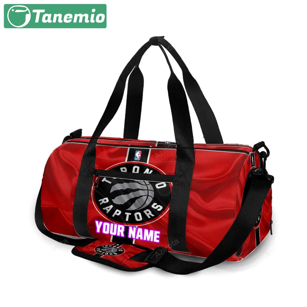 Toronto raptors red black silk personalized name travel bag gym bag 2526 Travel Bag