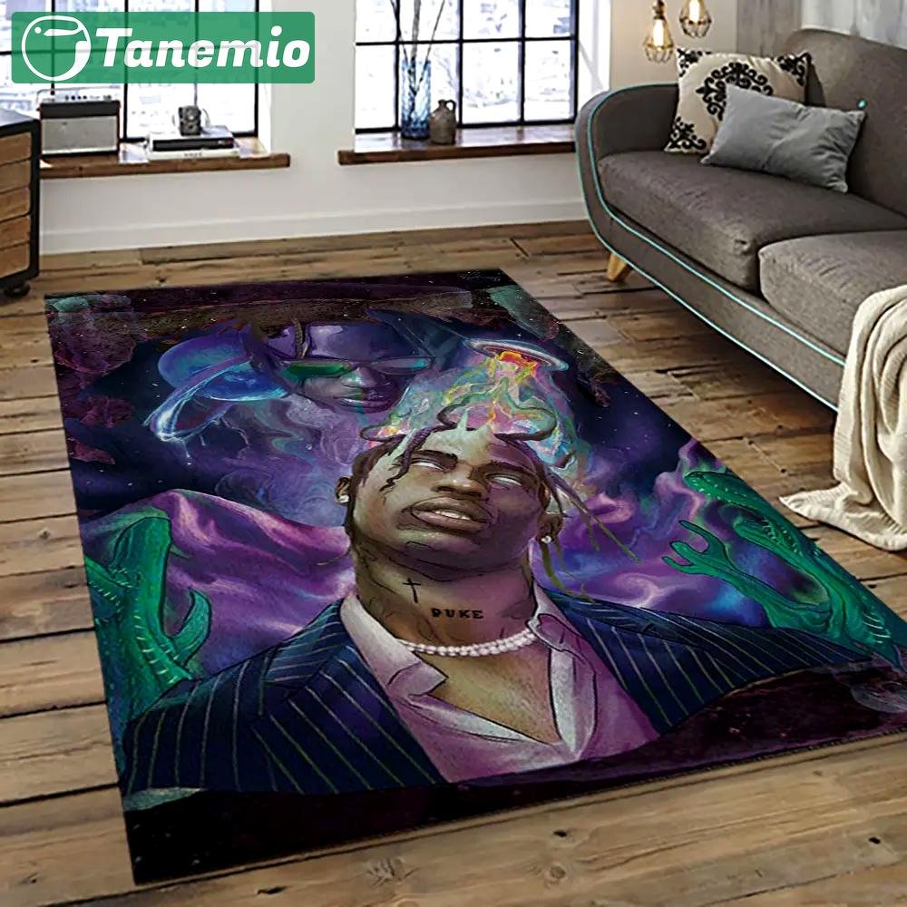 Travis scott rapper hiphop music retangle carpet area rug home decor best gift for fan and friends tst20 Rectangle Rug