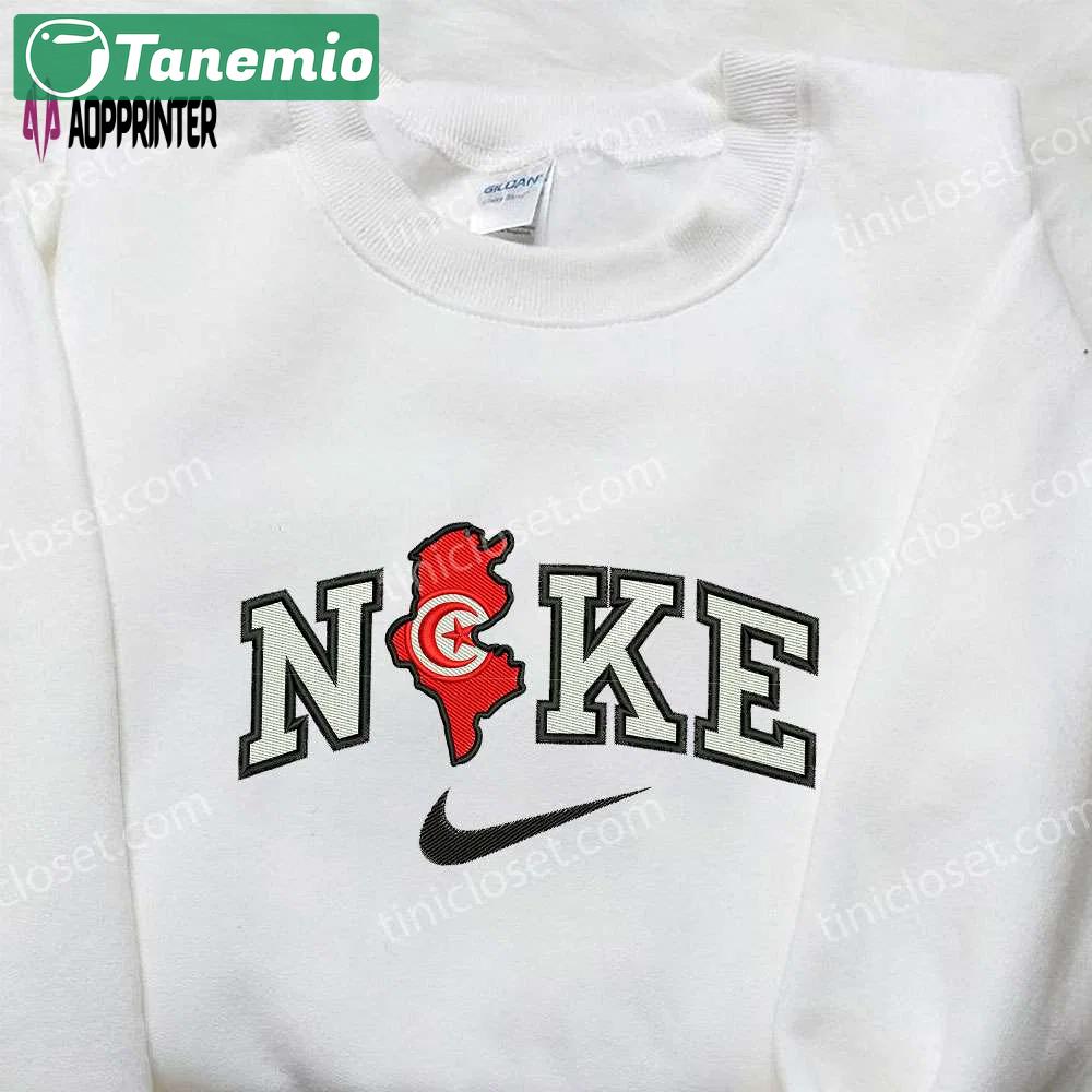 Tunisia x nike embroidered hoodie & shirt: perfect family gift nike-inspired design Embroidered Shirt