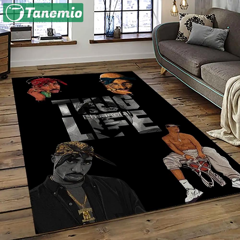 Tupac shakur rapper hiphop music rap carpet area rug home decor gift for fans gift for friends ts20 Rectangle Rug