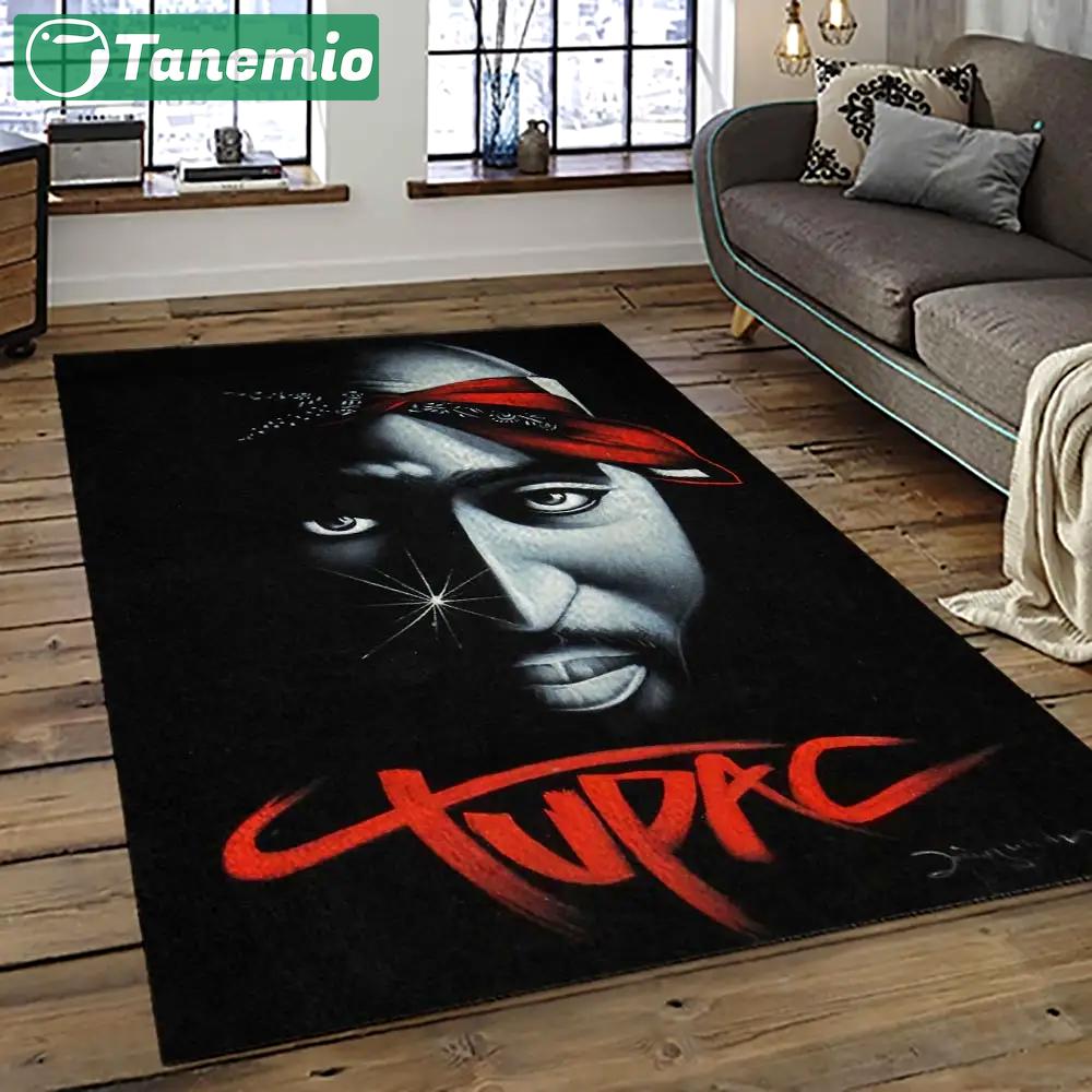 Tupac shakur rapper hiphop music rap carpet area rug home decor gift for fans gift for friends ts24 Rectangle Rug