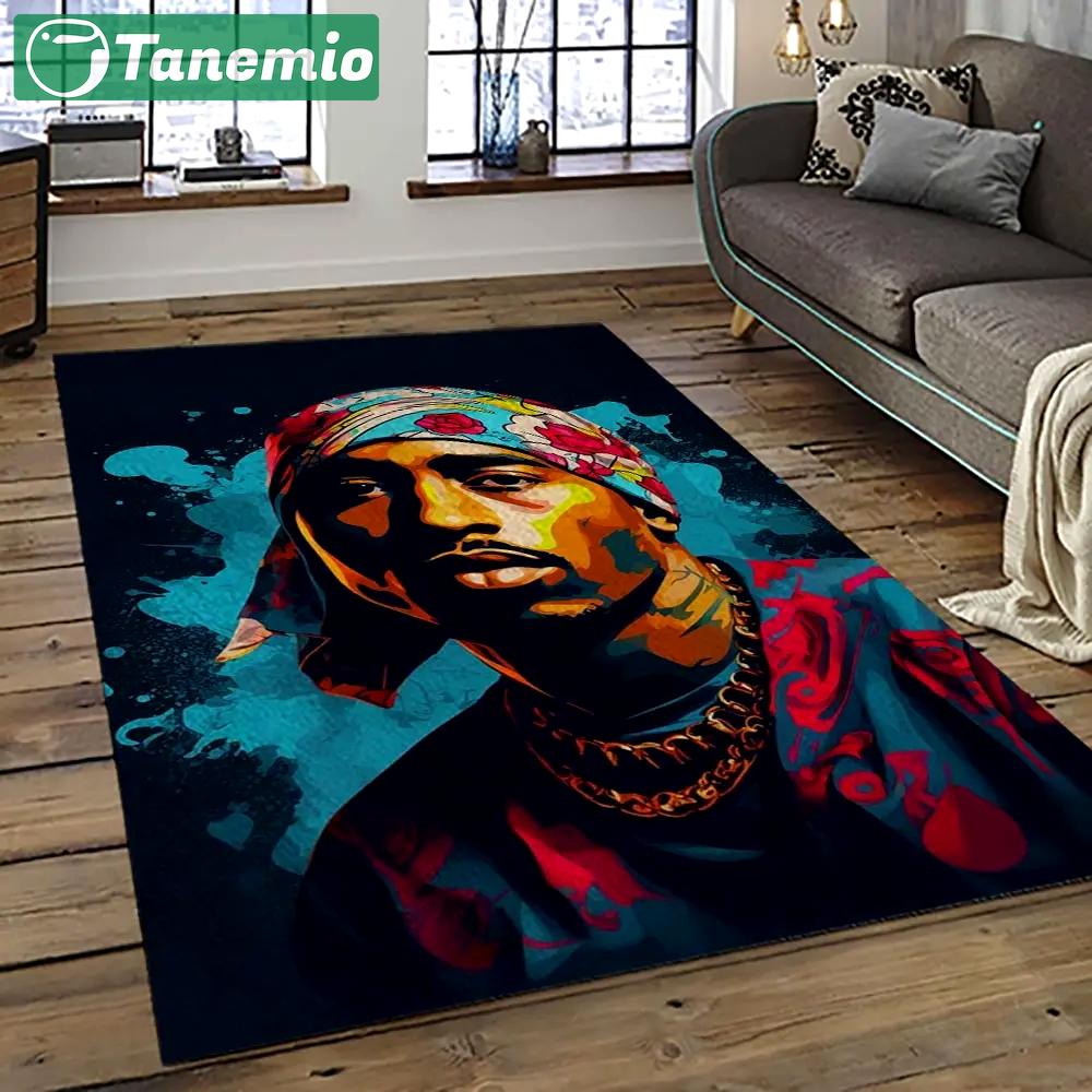 Tupac shakur rapper hiphop music rap carpet area rug home decor gift for fans gift for friends ts30 Rectangle Rug