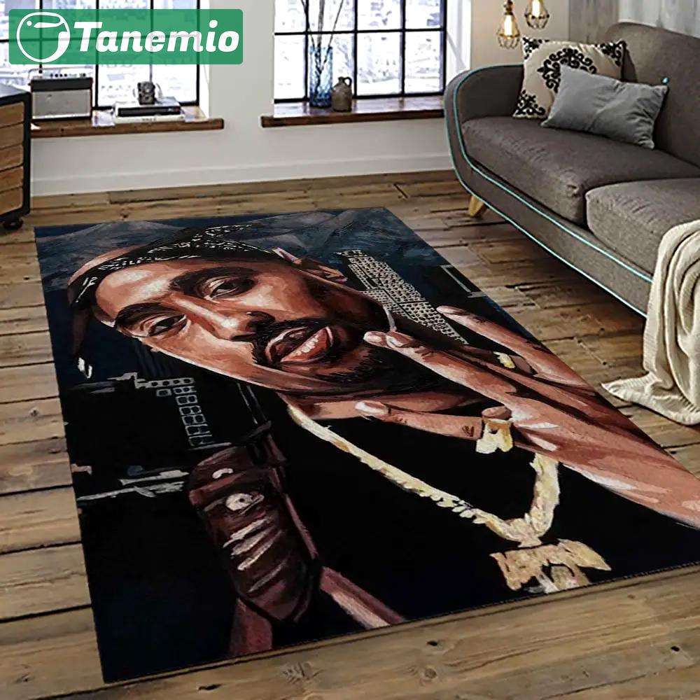 Tupac shakur rapper hiphop music rap carpet area rug home decor gift for fans gift for friends ts42 Rectangle Rug