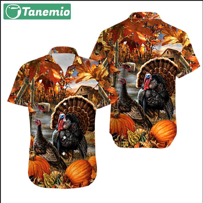 Turkeys fall thanksgiving hawaiian shirt Hawaii Shirt Shorts & Flip Flops