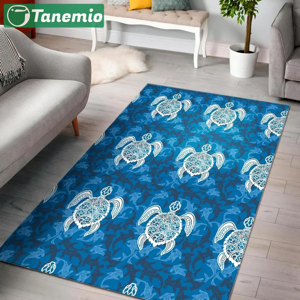 Turtle sea turtle pattern print area rug living room rug home decor Rectangle Rug