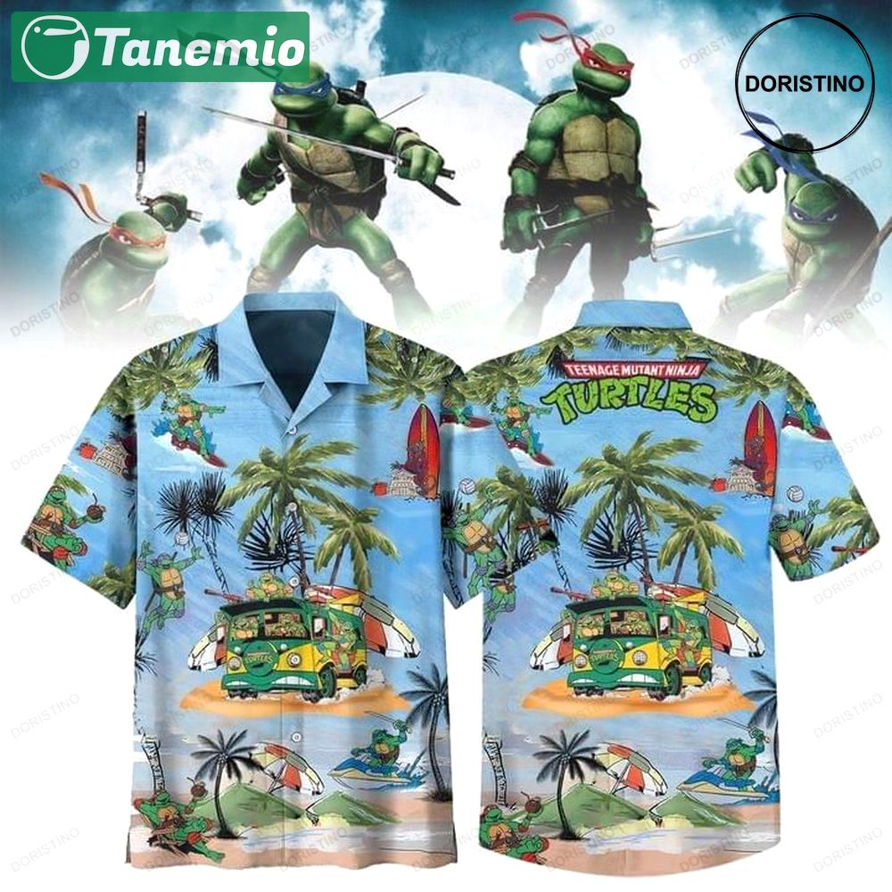 Turtles teenage mutant ninja print hawaiian shirt Hawaii Shirt Shorts & Flip Flops