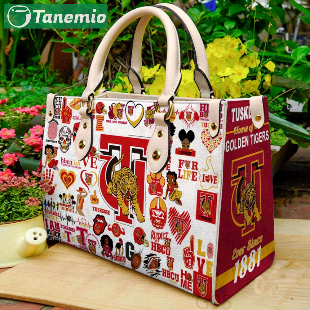Tuskegee golden tigers leather handbag gift for women 4178 Women Leather Hand Bag