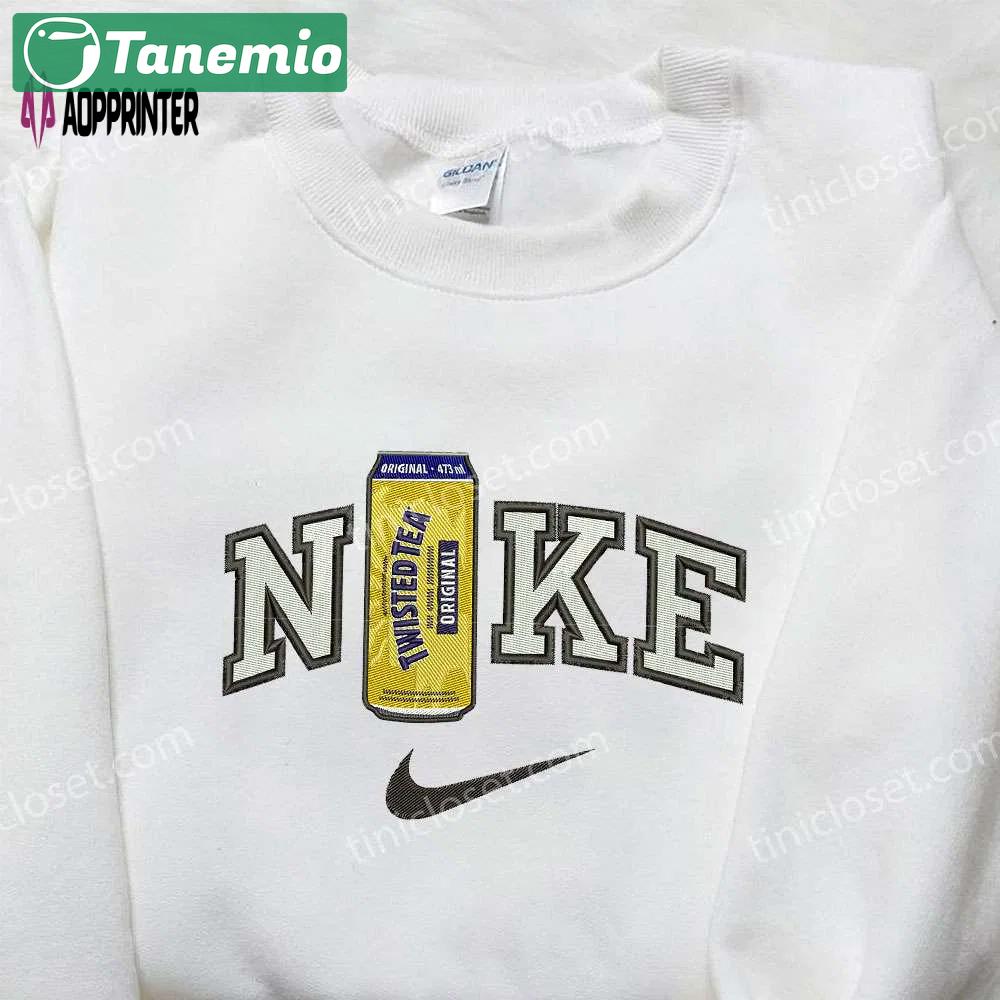 Twisted tea x nike embroidered hoodie & favorite food shirt nike inspired embroidered shirt Embroidered Shirt