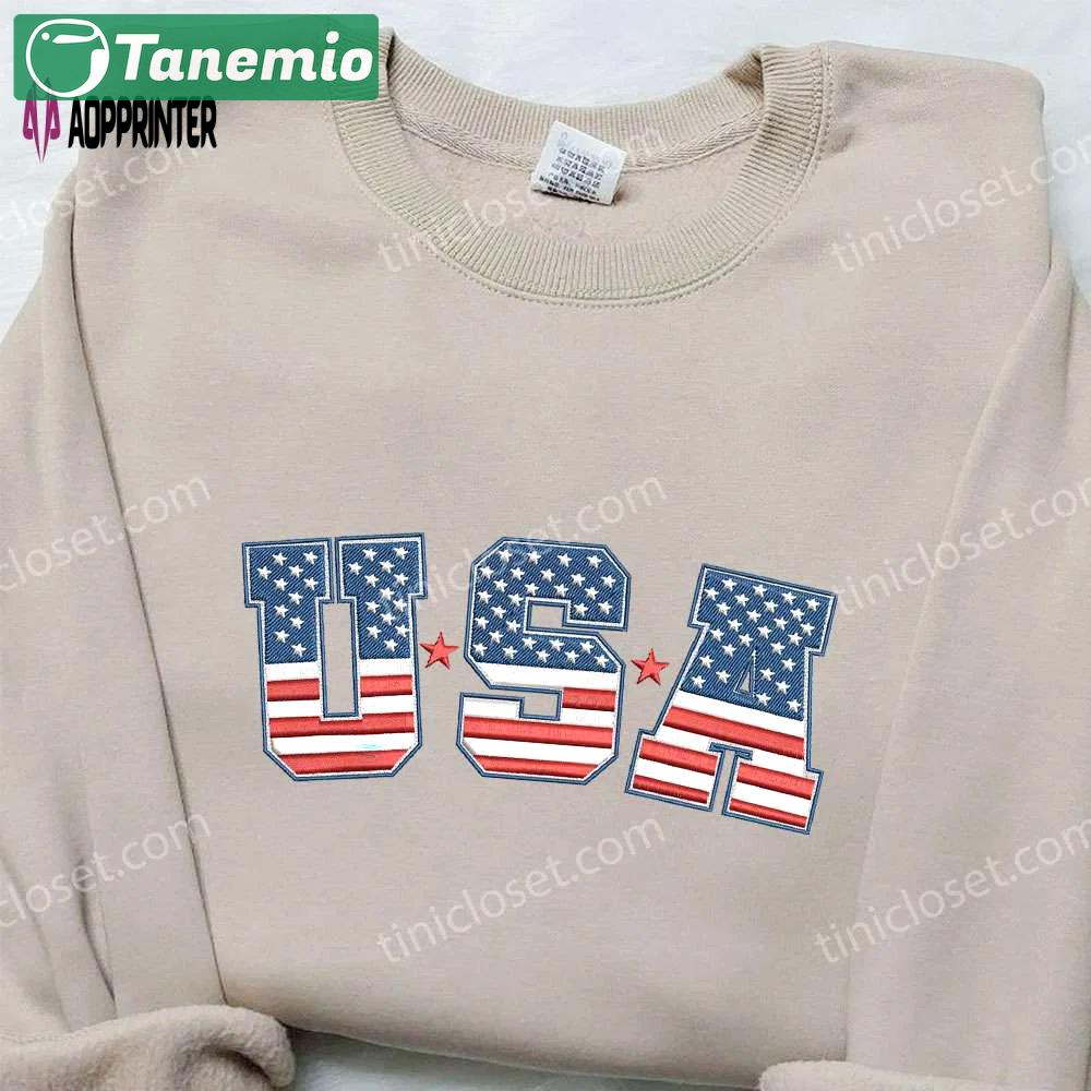 Usa s day embroidered shirt: perfect national day gift for patriotic celebrations Embroidered Shirt
