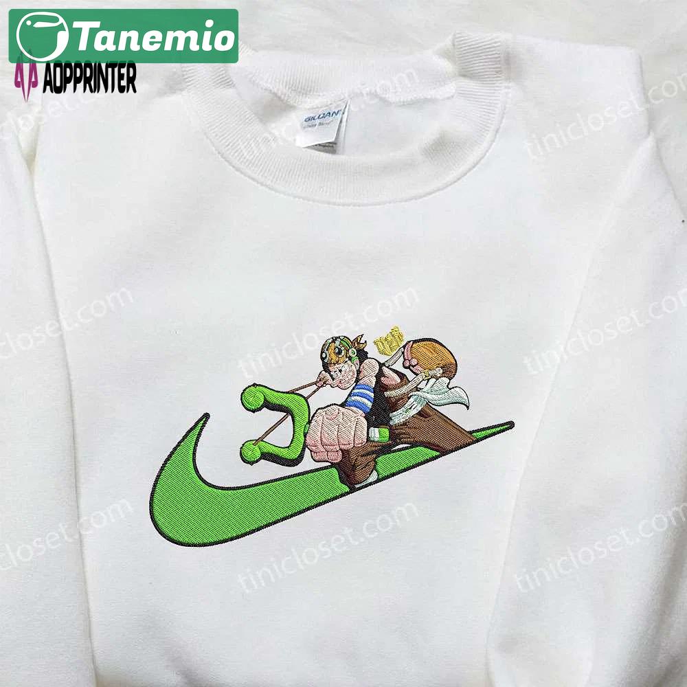 Usopp x nike swoosh anime hoodie & embroidered one piece nike inspired shirt Embroidered Shirt
