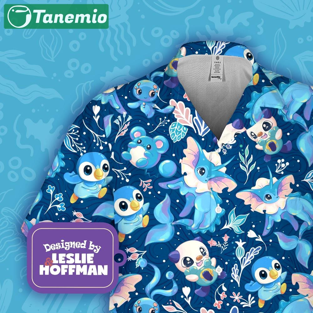 Vaporeon button up shirt  water pokemon hawaiian shirt Hawaii Shirt Shorts & Flip Flops