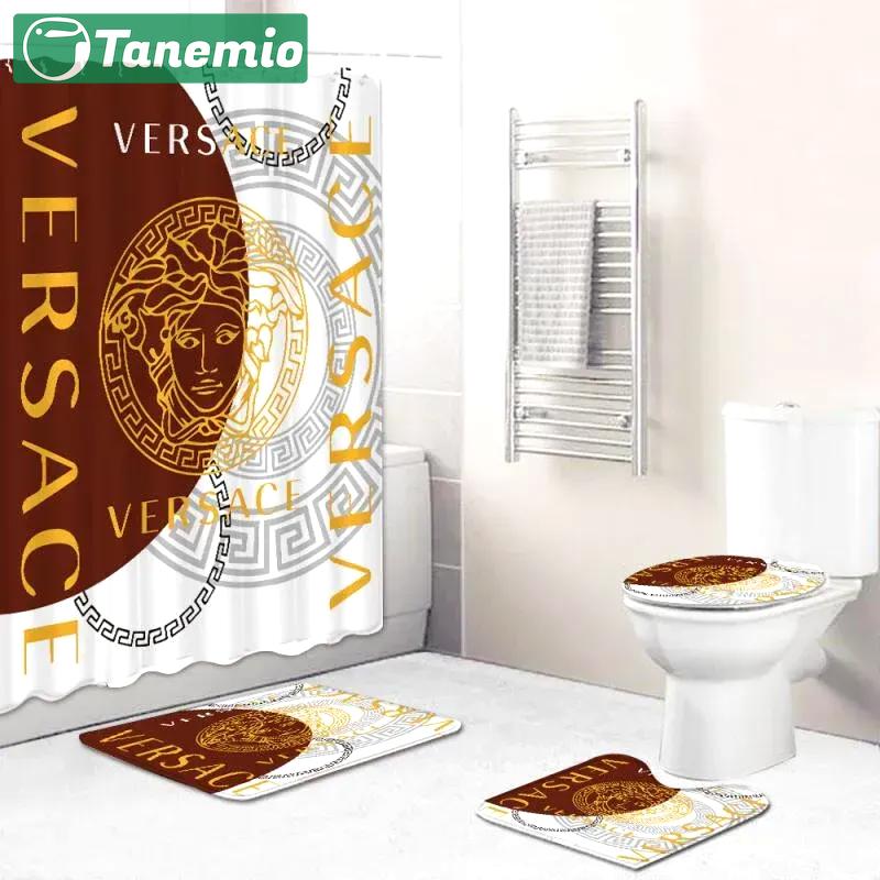 Versace - style logo type 859 Bathroom Accessory Sets Home Decor Waterproof Shower Curtain Luxury Fashion Brand Pedestal Rug Hypebeast Bathroom Toilet Cover Bath Mat Set Bathroom Sets