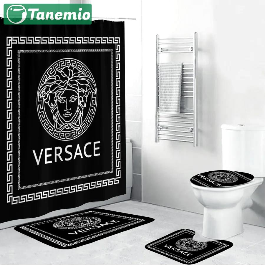 Versace black bathroom set luxury fashion brand home decor hypebeast bath mat Bathroom Set
