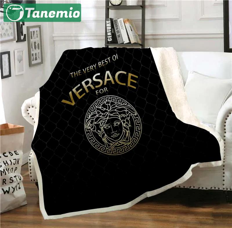 Versace black the best fashion luxury brand fleece blanket comfortable blanket 265 Blanket Fleece