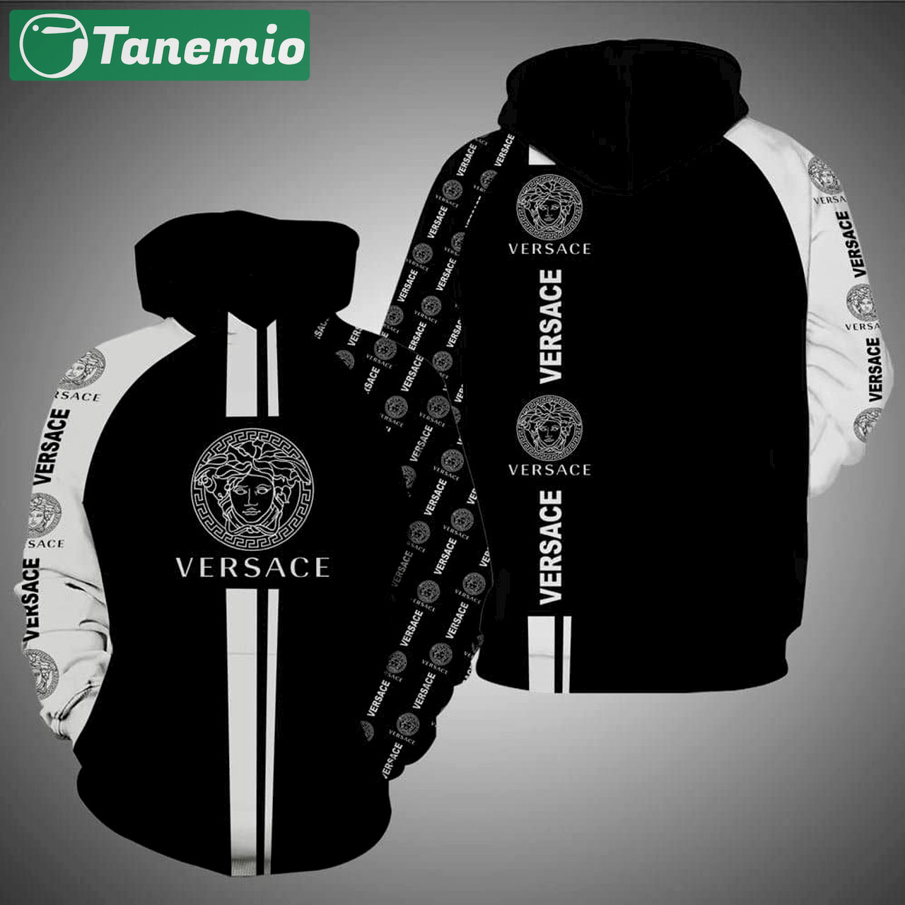 Versace black unisex hoodie luxury brand outfit for men women Hoodie 3D