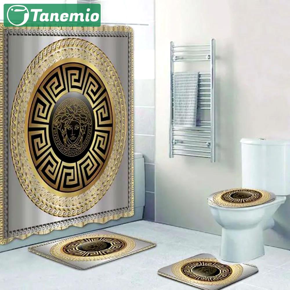 Versace golden bathroom sets luxury fashion brand hypebeast bath mat home decor Bathroom Set