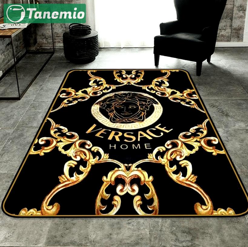Versace golden limited logo type 618. Upgrade Your Living Room with Luxury Home Decor: Area Carpets, Floor Decor, Door Mats, and Hot Gift Items with style a High-End Fashion Brand Rectangle Rug