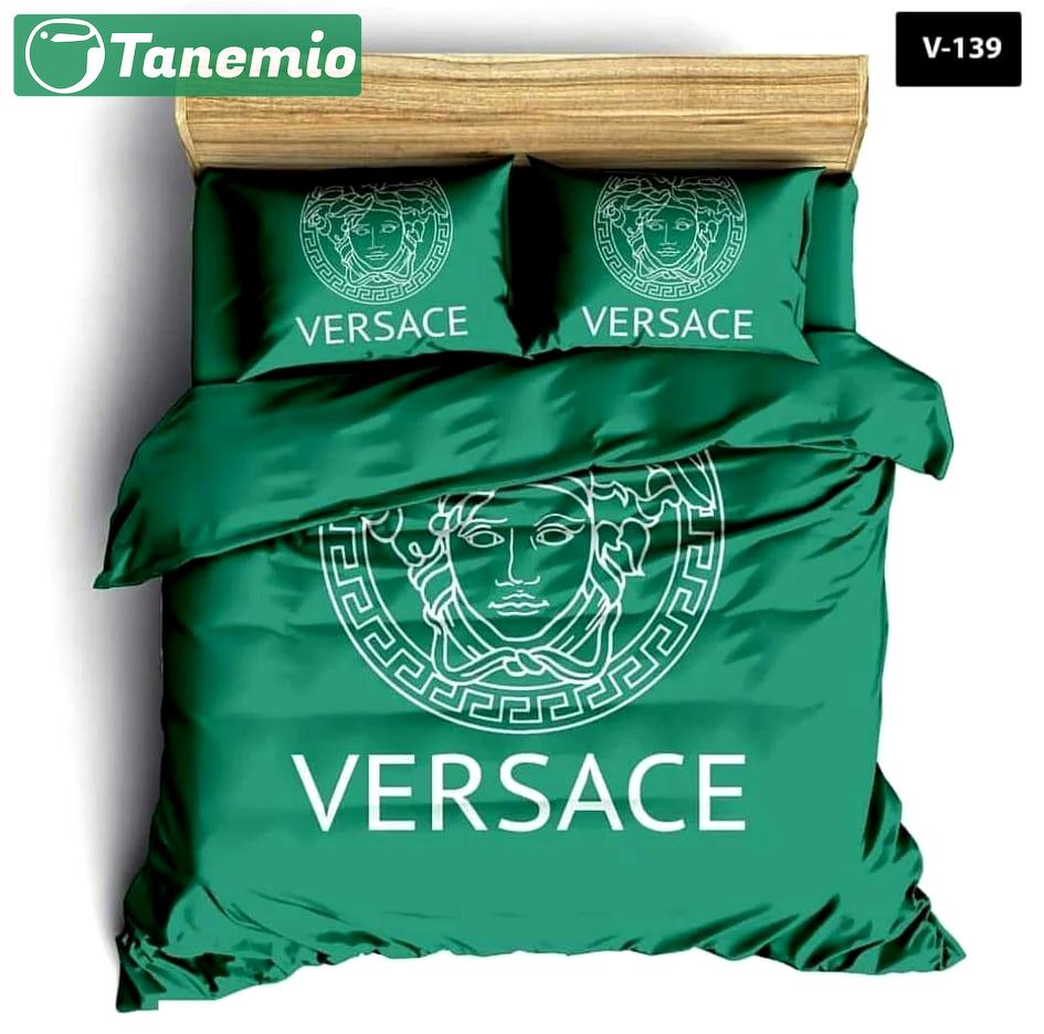 Versace green logo type 1390 Bedding Sets bed linen bedspread blankets home decor hyperbeast Bedroom luxury ideas sheets covers duvet bedclothes premium fashion brand