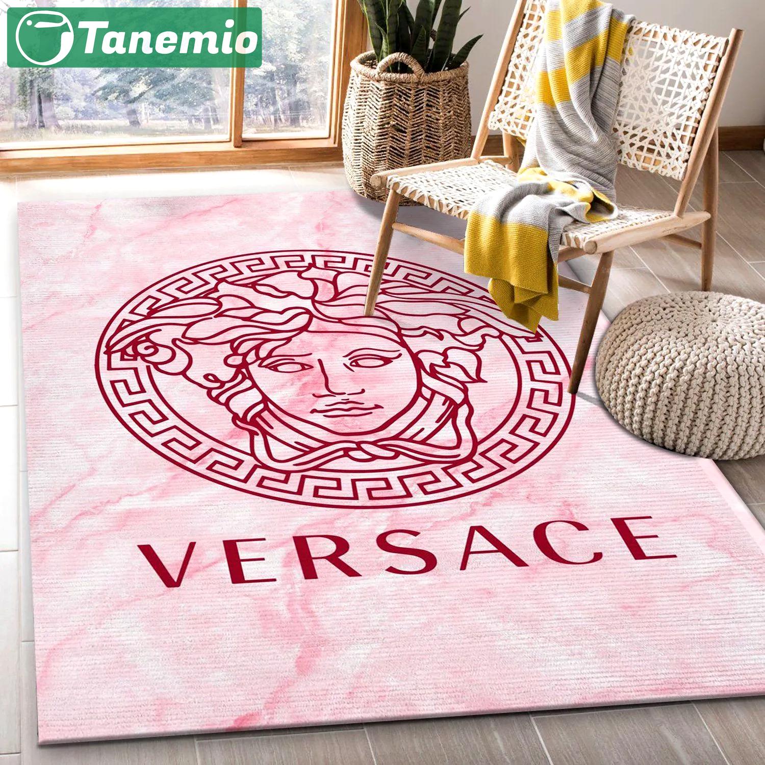 Versace logo type 101. Upgrade Your Living Room with Luxury Home Decor: Area Carpets, Floor Decor, Door Mats, and Hot Gift Items with style a High-End Fashion Brand Rectangle Rug