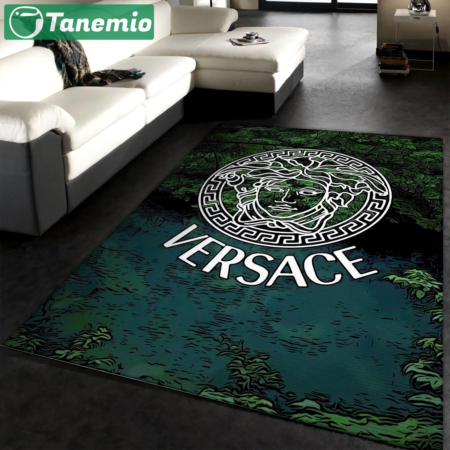 Versace logo type 408. Upgrade Your Living Room with Luxury Home Decor: Area Carpets, Floor Decor, Door Mats, and Hot Gift Items with style a High-End Fashion Brand Rectangle Rug