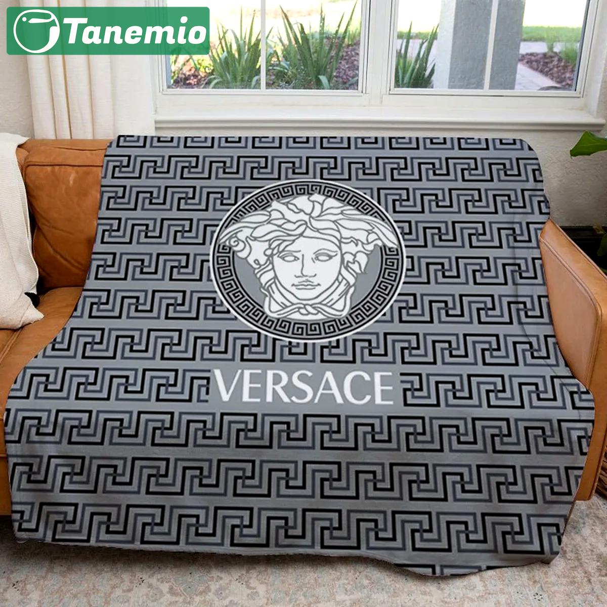 Versace medusa grey luxury brand premium blanket fleece home decor 59 Blanket Fleece