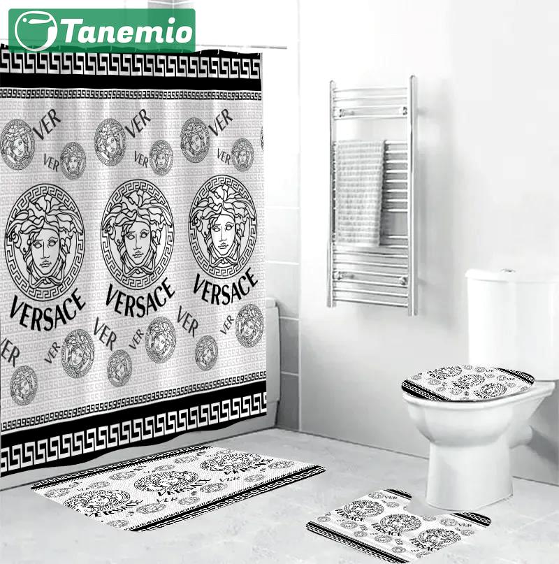 Versace medusa white black bathroom set luxury fashion brand hypebeast bath mat home decor Bathroom Set