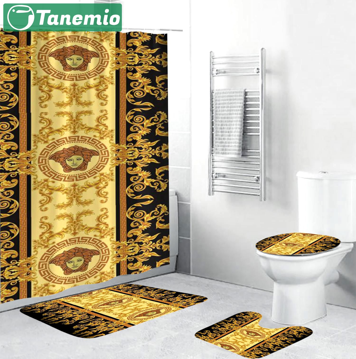 Versace royal all signature details bathroom sets hypebeast bath mat luxury fashion brand home decor Bathroom Set