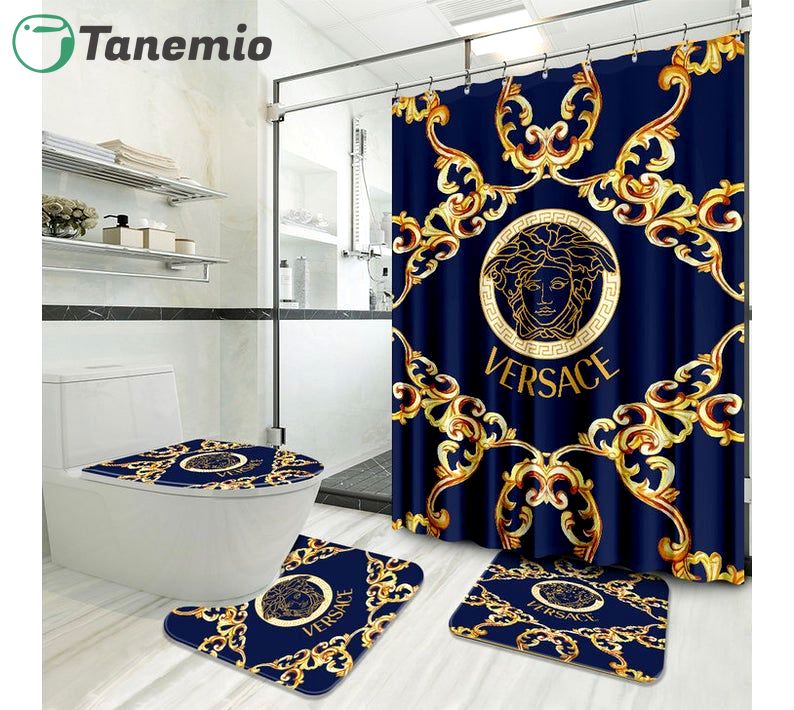 Versace type 10 shower curtain waterproof luxury bathroom mat set hot 2023 10 Bathroom Accessory Sets
