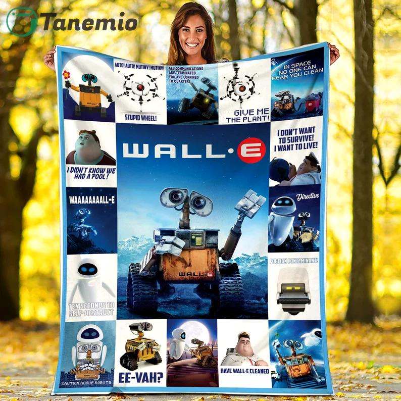 Wall e fleece blanket, wall e robot blanket, wall e quotes characters blanket, birthday gifts for kids, christmas gifts Quilt Blanket