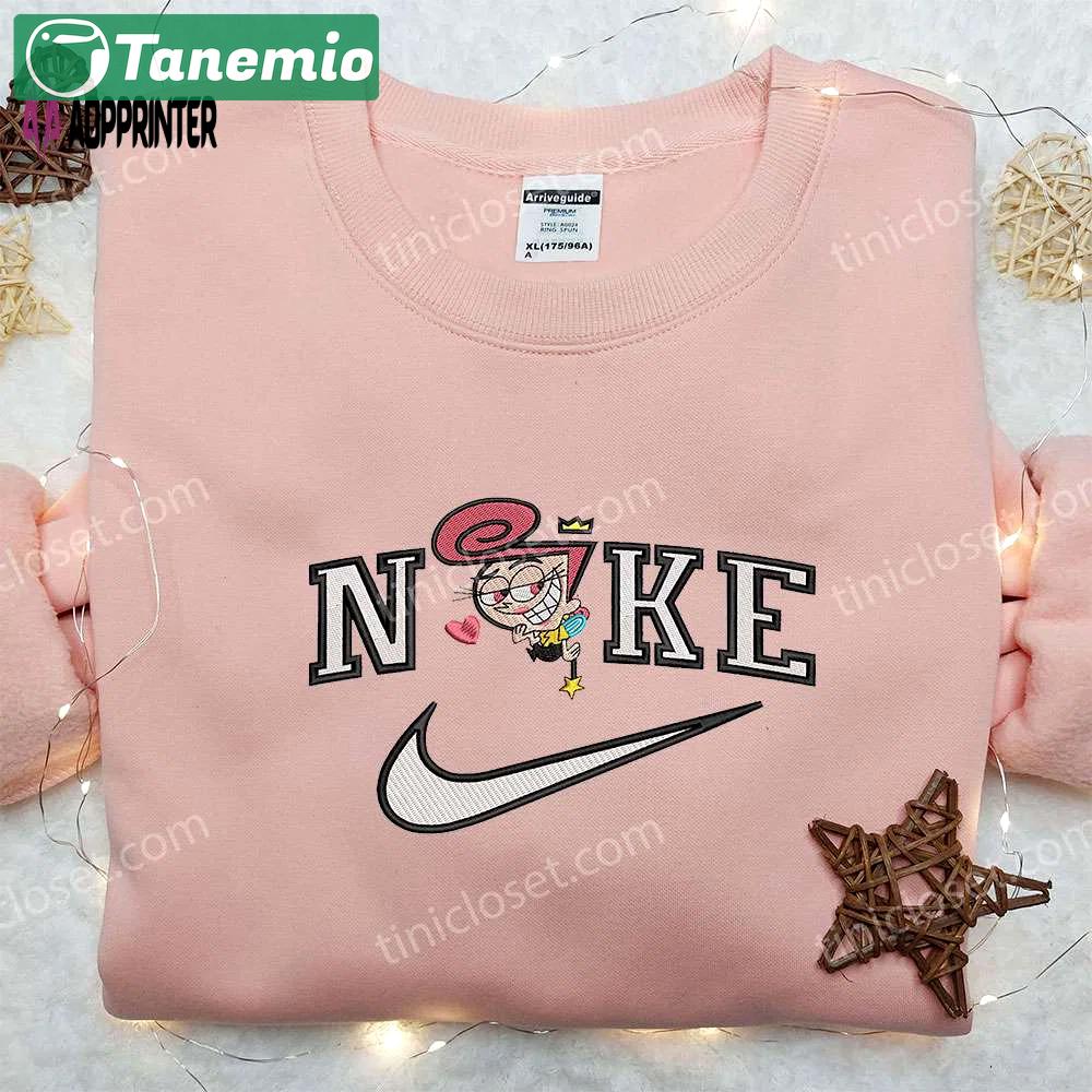 Wanda fairywinkle x nike embroidered hoodie: the fairly oddparents & nike inspired shirt Embroidered Shirt
