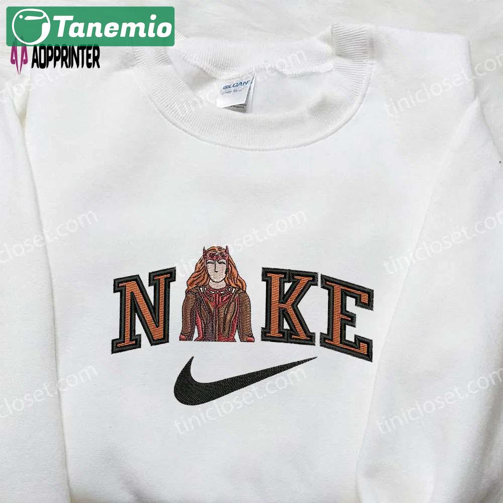 Wanda maximoff x nike embroidered sweatshirt: marvel characters & inspired shirt Embroidered Shirt