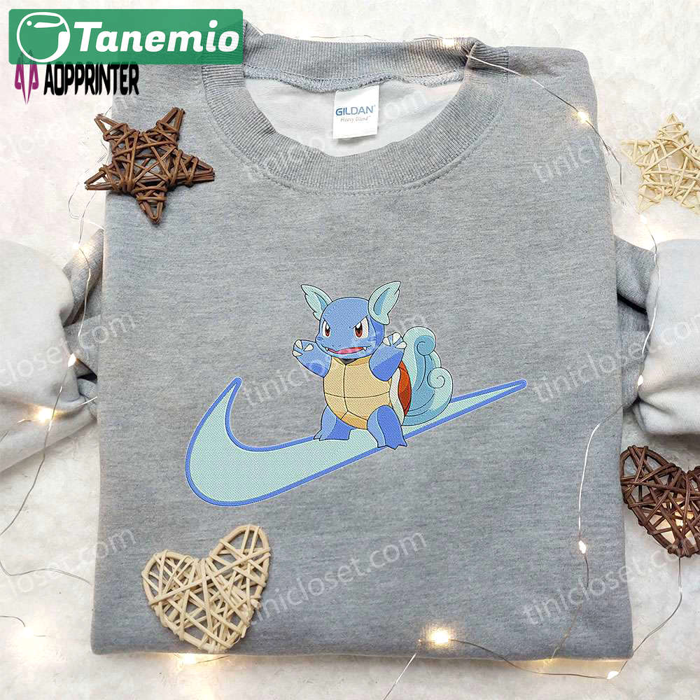 Wartortle x nike anime hoodie & embroidered shirts: pokemon & nike inspired apparel Embroidered Shirt