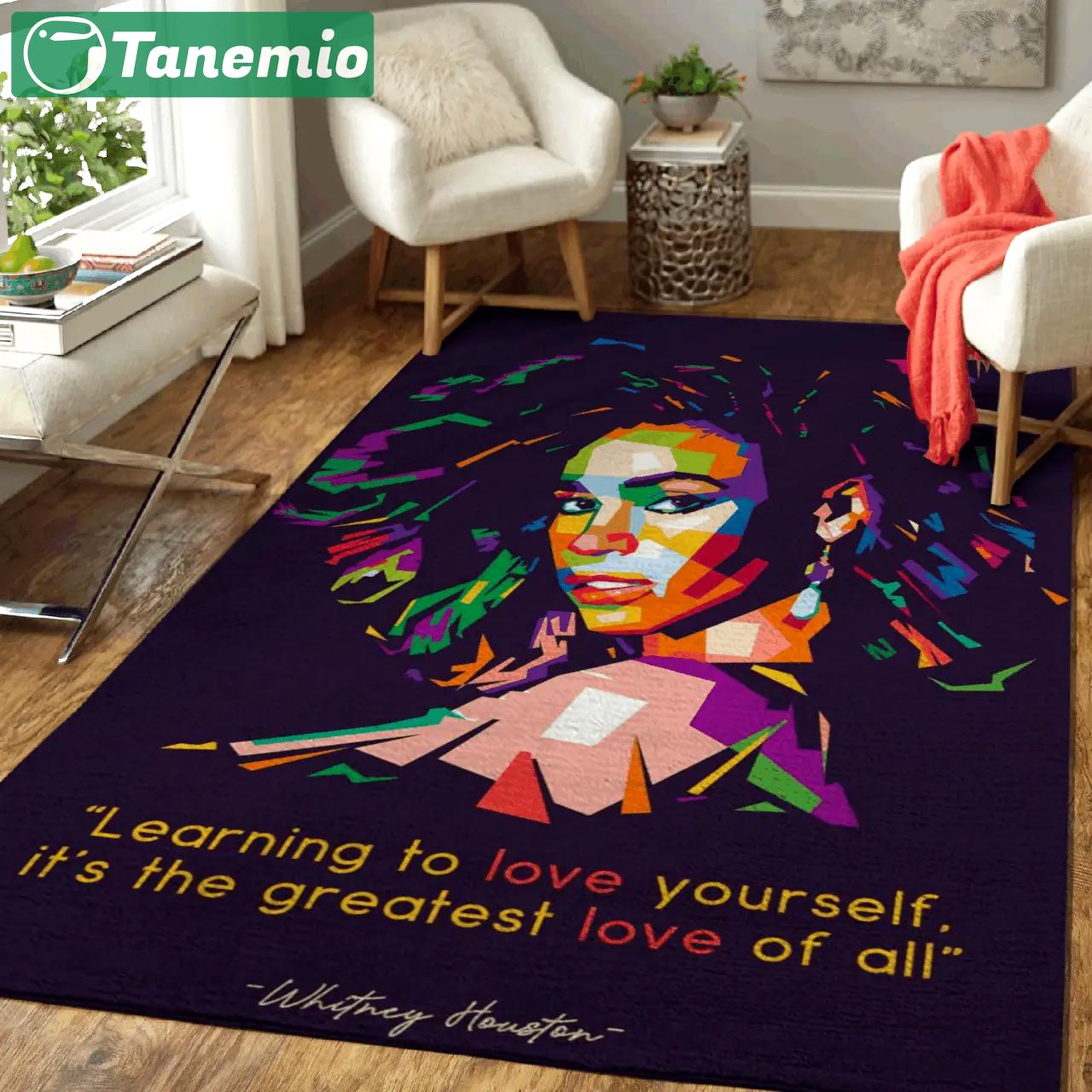 Whitney houston learning to love your self pop art area rug area rug living room carpet rug regtangle carpet floor decor home decor Rectangle Rug