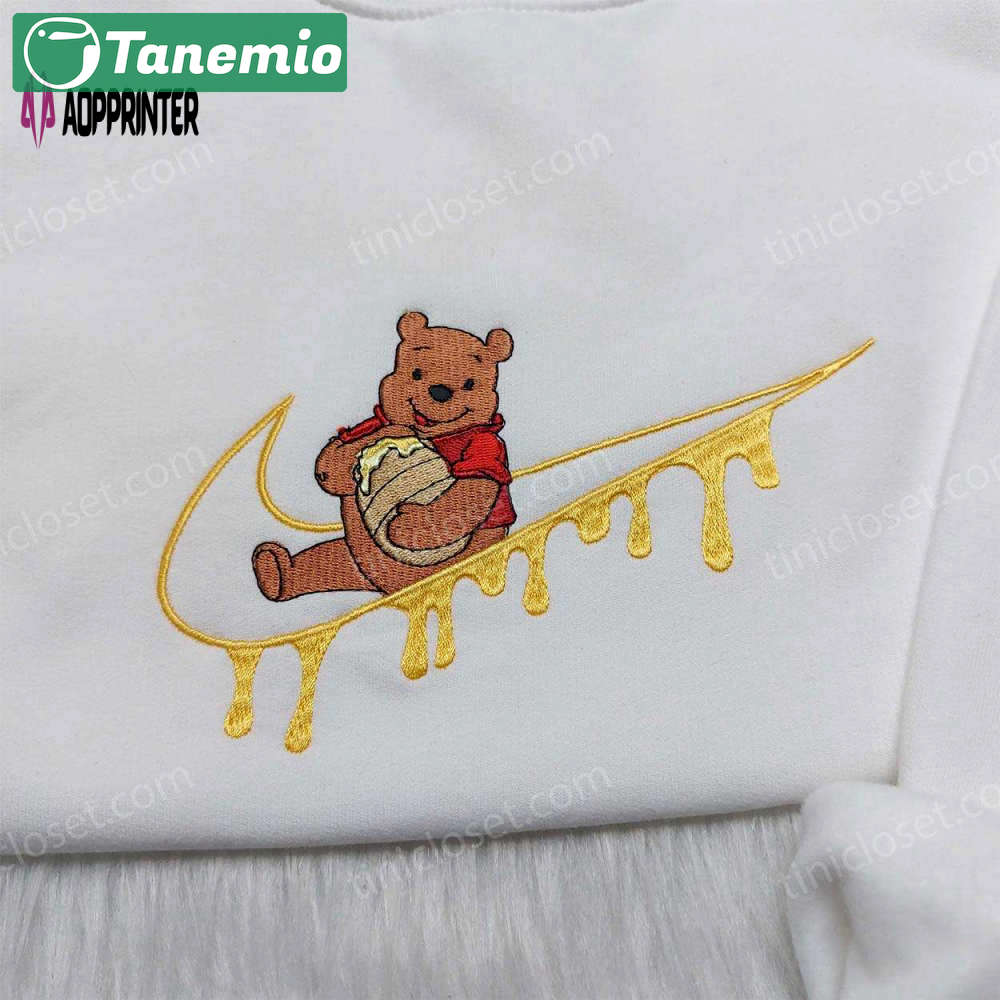Winnie pooh disney embroidered hoodie – custom nike swoosh sweatshirt Embroidered Shirt