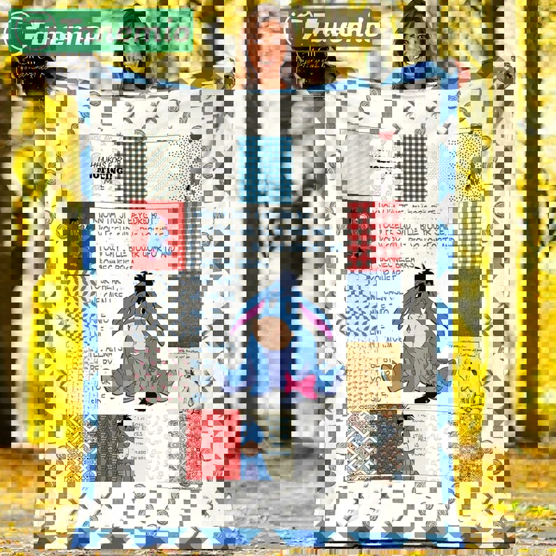 Winnie the pooh fleece blanket, mink sherpa blanket, stuffed donkey blanket, donkey quilt, eeyore quilt Quilt Blanket