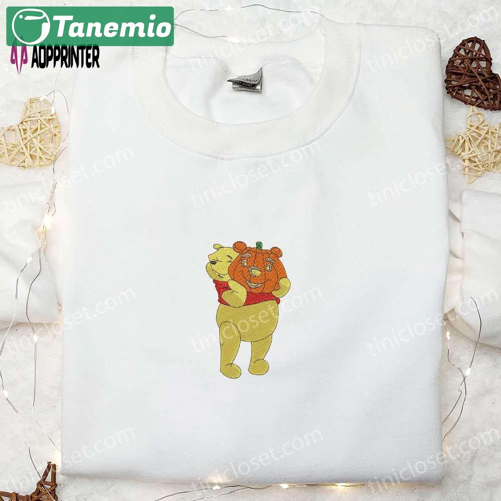 Winnie the pooh jack o’ lantern halloween sweatshirt – disney cartoon embroidered hoodie shirt Embroidered Shirt