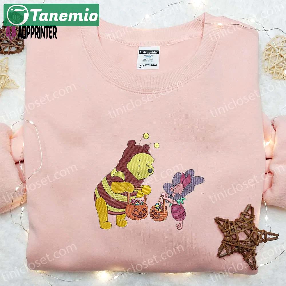 Winnie the pooh & piglet halloween sweatshirt: disney embroidered hoodie best gift ideas Embroidered Shirt