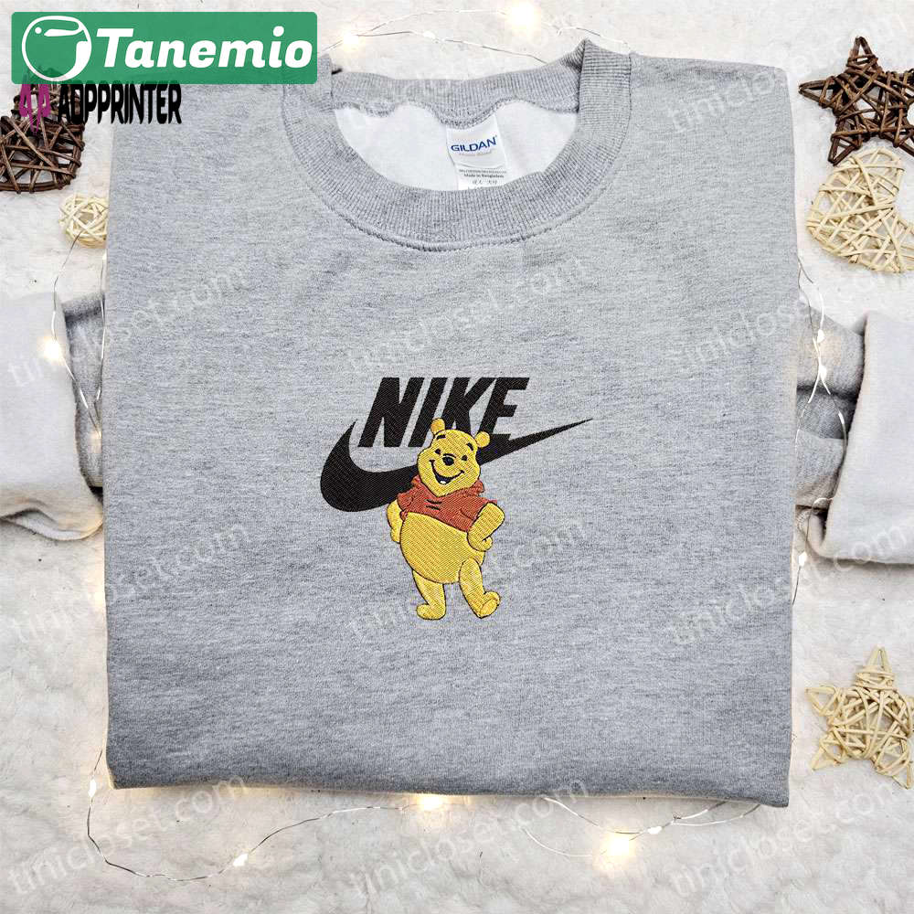 Winnie the pooh x nike cartoon embroidered sweatshirt: disney characters shirt perfect family gift Embroidered Shirt