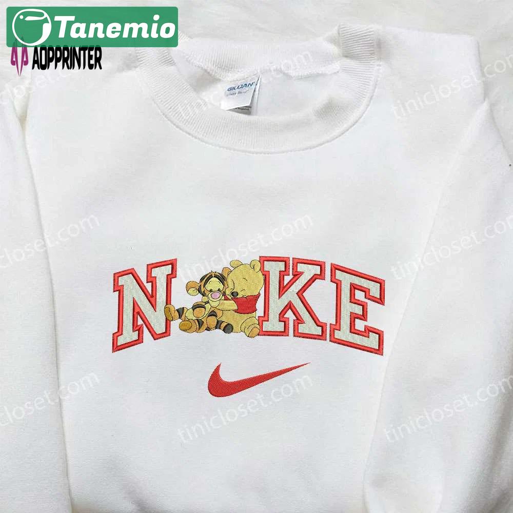 Winnie the pooh x nike embroidered sweatshirt: disney-inspired and nike-branded perfect for fashion enthusiasts! Embroidered Shirt