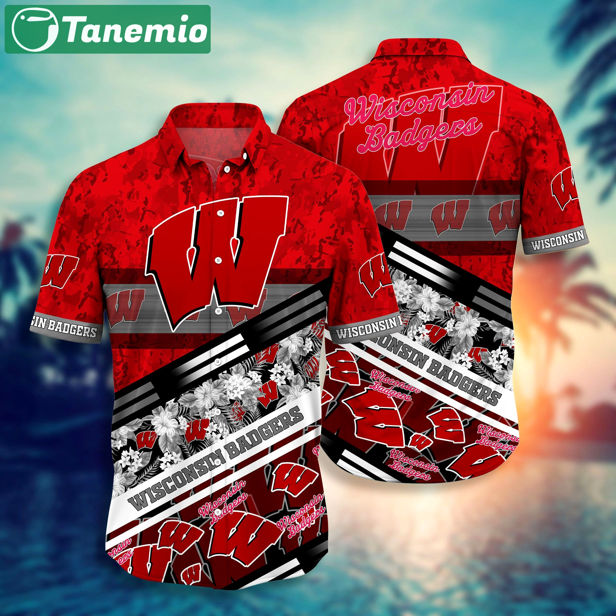 Wisconsin badgers ncaa1-hawaii shirt short style hot trending summer-hawaiian ncaa nh3hst Hawaii Shirt Shorts & Flip Flops