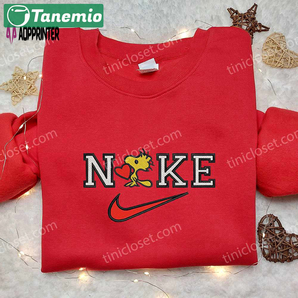 Woodstock heart x nike embroidered hoodie peanuts disney shirt nike inspired shirt Embroidered Shirt