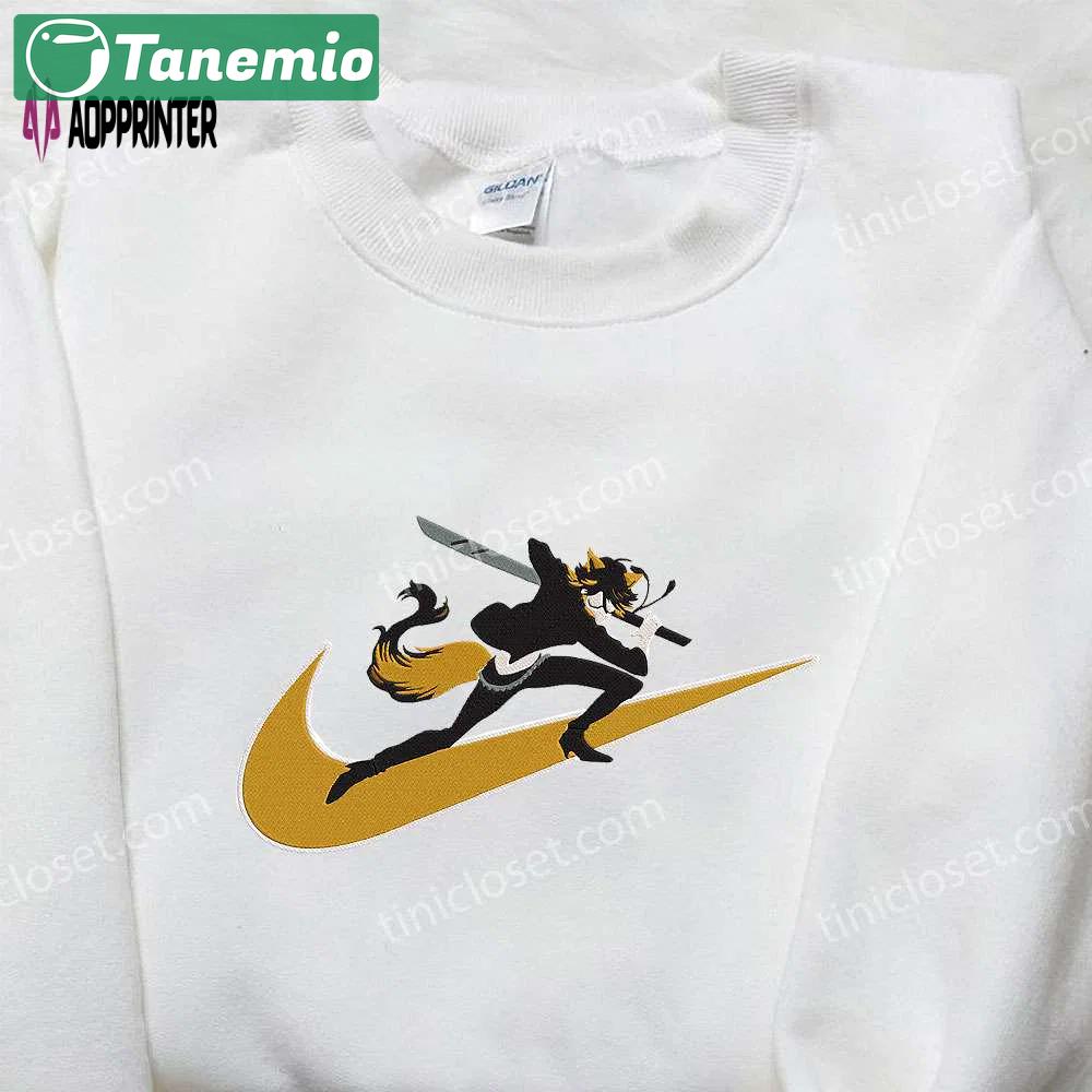 Yaiba x nike swoosh anime hoodie fairy tail & nike inspired embroidered shirts Embroidered Shirt